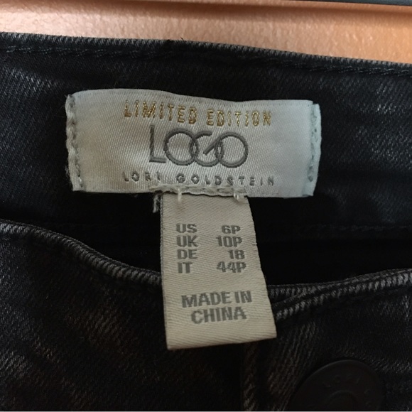 LOGO by Lori Goldstein Limited Edition Velvet Patchwork Jeans Washed Black 6P - Picture 7 of 15